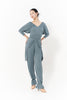 DANCE QUEEN 1142-2 Cyan Limited Pleats V Neck Puff Sleeve Practice Dance Sport Ballroom Leotard