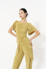 DANCE QUEEN 1127-3 Turmeric Limited Pleats Ruffle Sleeve Practice Dance Sport Ballroom Leotard