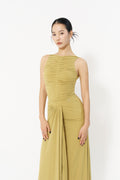 DANCE QUEEN 1126-3 Turmeric Limited Accordion Pleats Sleeveless Practice Dance Sport Ballroom Leotard
