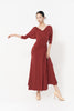 DANCE QUEEN 1142-4 Ember V Neck Pleats Puff Sleeve Practice Dance Sport Ballroom Leotard