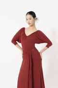 DANCE QUEEN 1142-4 Ember V Neck Pleats Puff Sleeve Practice Dance Sport Ballroom Leotard