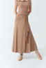 DANCE QUEEN 1145-2 Smoke Tan Front Pleated Irregular Design A-line Ballroom Skirt