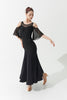 DANCE QUEEN 1158 Of Shoulder Lace Collar Mesh Sleeve Custom Made Ballroom Practice Dress