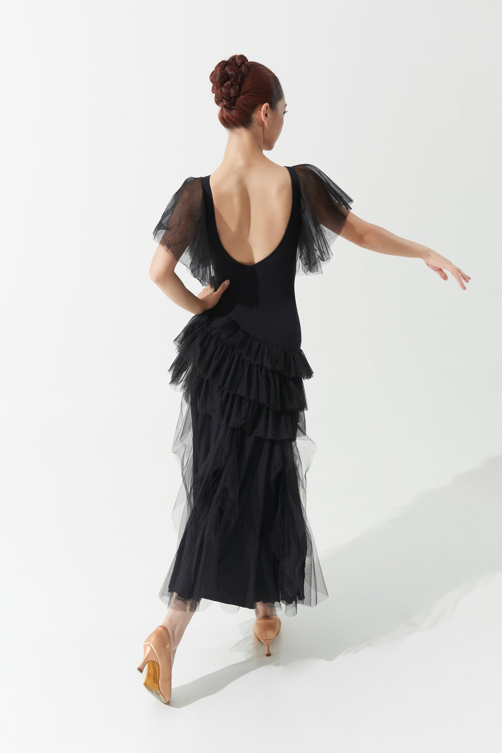 DANCE QUEEN 1153 Front Cutout Star-shaped Metal Buckle Mesh Sleeve Tul – dancequeen-dancewear