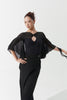 DANCE QUEEN 1168 Mesh Sleeve Chest Cutout Knot Detail Pleats Lace Ribbon Leotard