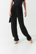 DANCE QUEEN 1144 Black Bow Detail Waistband Tapered Ballroom Trouser