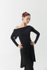 DANCE QUEEN 1136 Black Asymmetric Neckline and Single-Sided Lapel Design Long Sleeve Ballroom Leotard