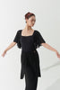 DANCE QUEEN 1169 Square Neck Pleats Ruffle Sleeve Backless Ballroom Leotard
