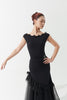 DANCE QUEEN 1148 Black Wave Collar Sleevesless Backless Ballroom Leotard