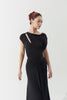 DANCE QUEEN 1149 Black Asymmetric Side Cutout Short Sleeves Backless Ballroom Leotard