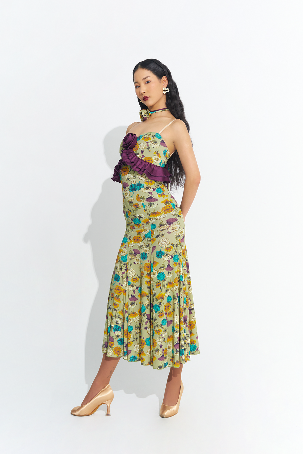 DANCE QUEEN 751 Green Print Rose Custom Dress