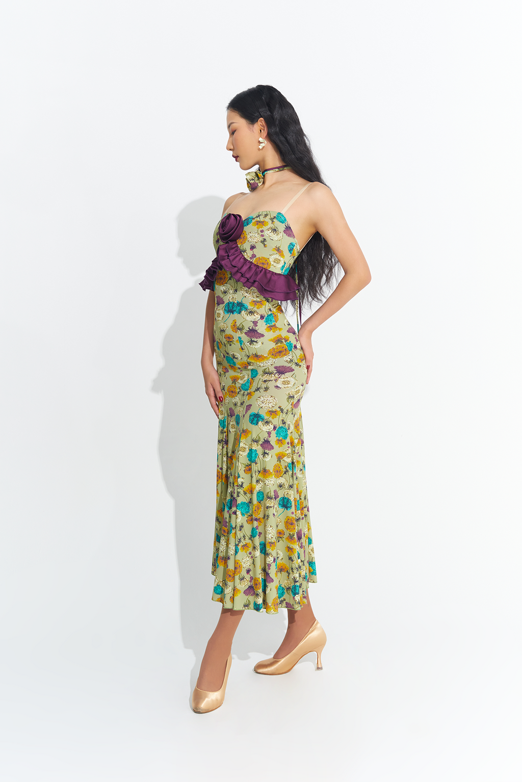 DANCE QUEEN 751 Green Print Rose Custom Dress