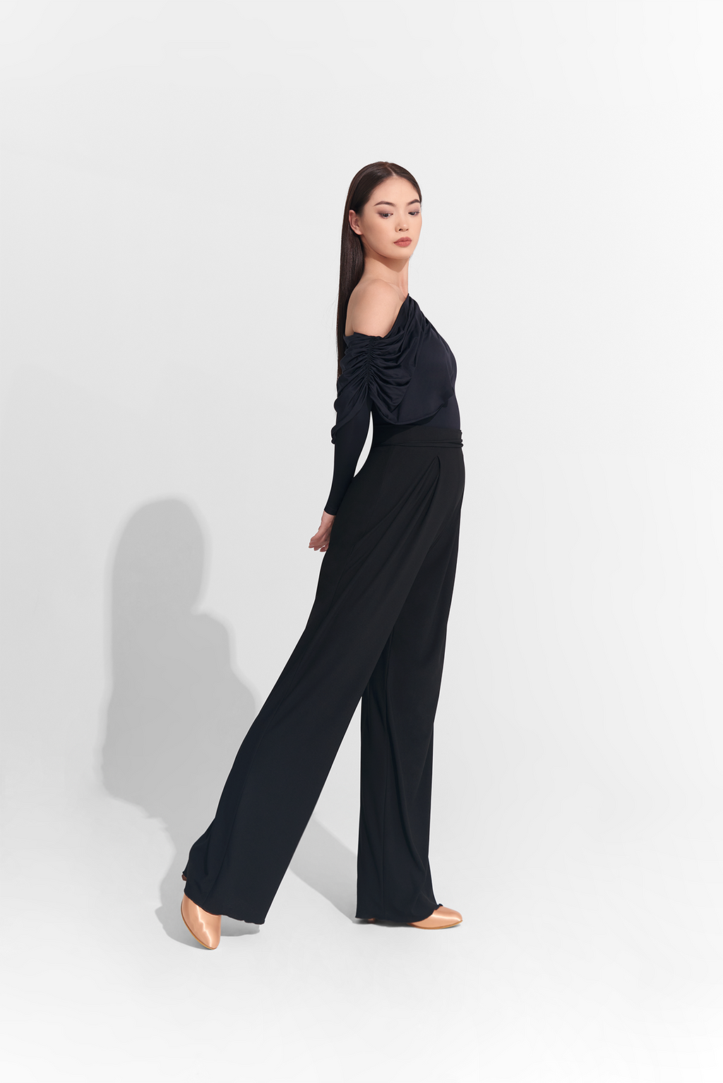 DANCE QUEEN 812 Upgraded Fabric Classic Black Drape Trousers