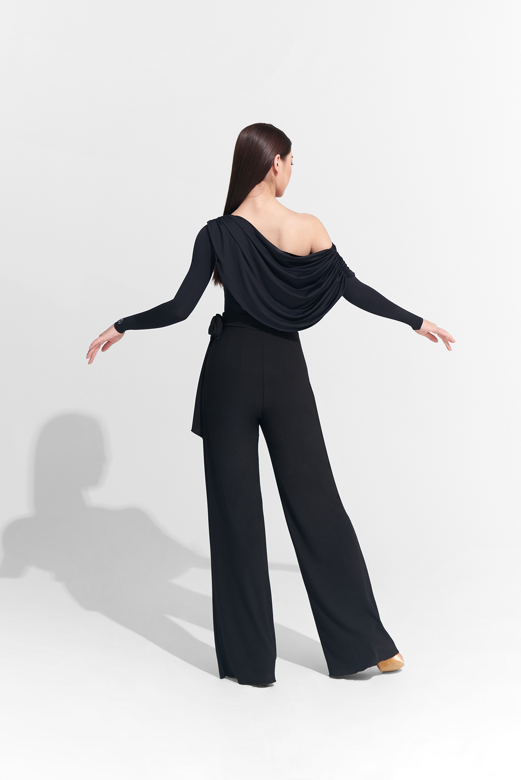 DANCE QUEEN 812 Upgraded Fabric Classic Black Drape Trousers