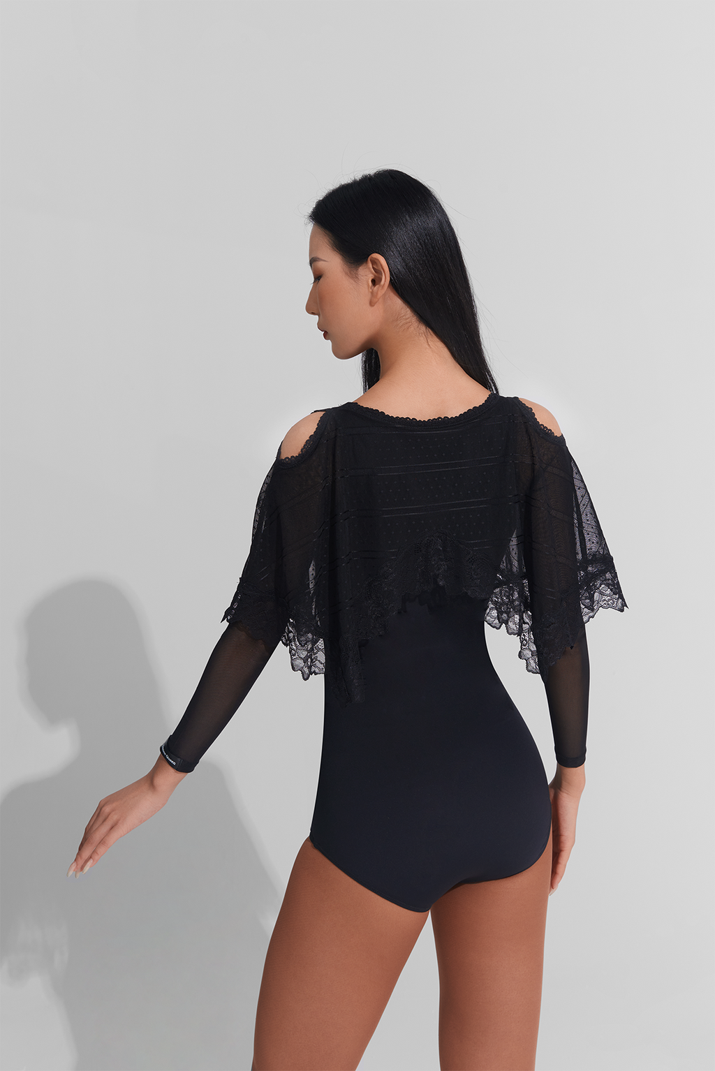 DANCE QUEEN 900 French Lace Design Long Sleeve Dance Ballroom Leotard