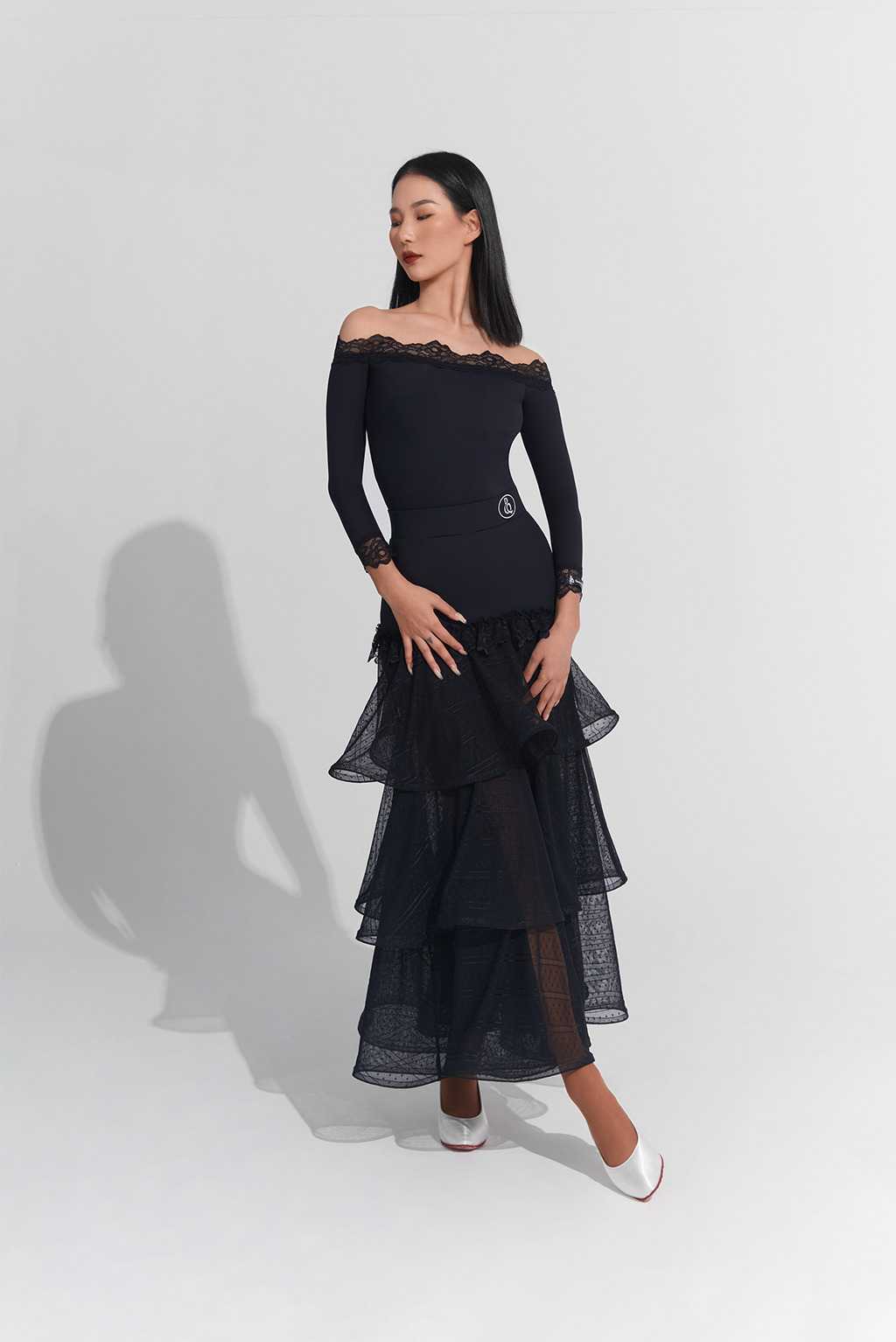 DANCE QUEEN 889 Classic Black Muti-layer Ballroom Skirt