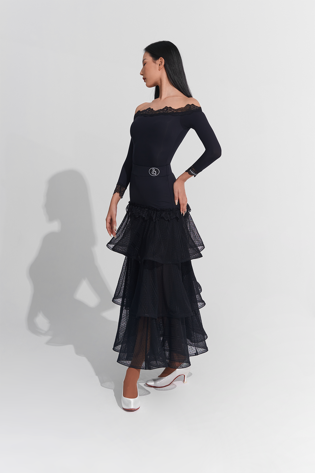 DANCE QUEEN 889 Classic Black Muti-layer Ballroom Skirt