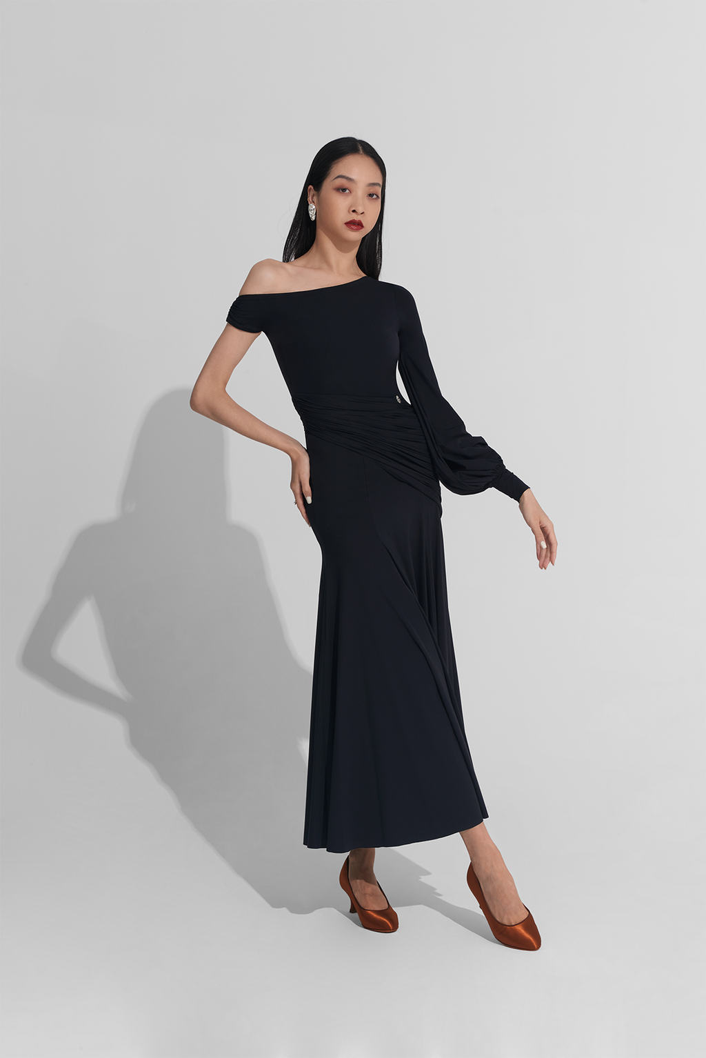 DANCE QUEEN 910 Black One Shoulder Haute Couture Classic Dress