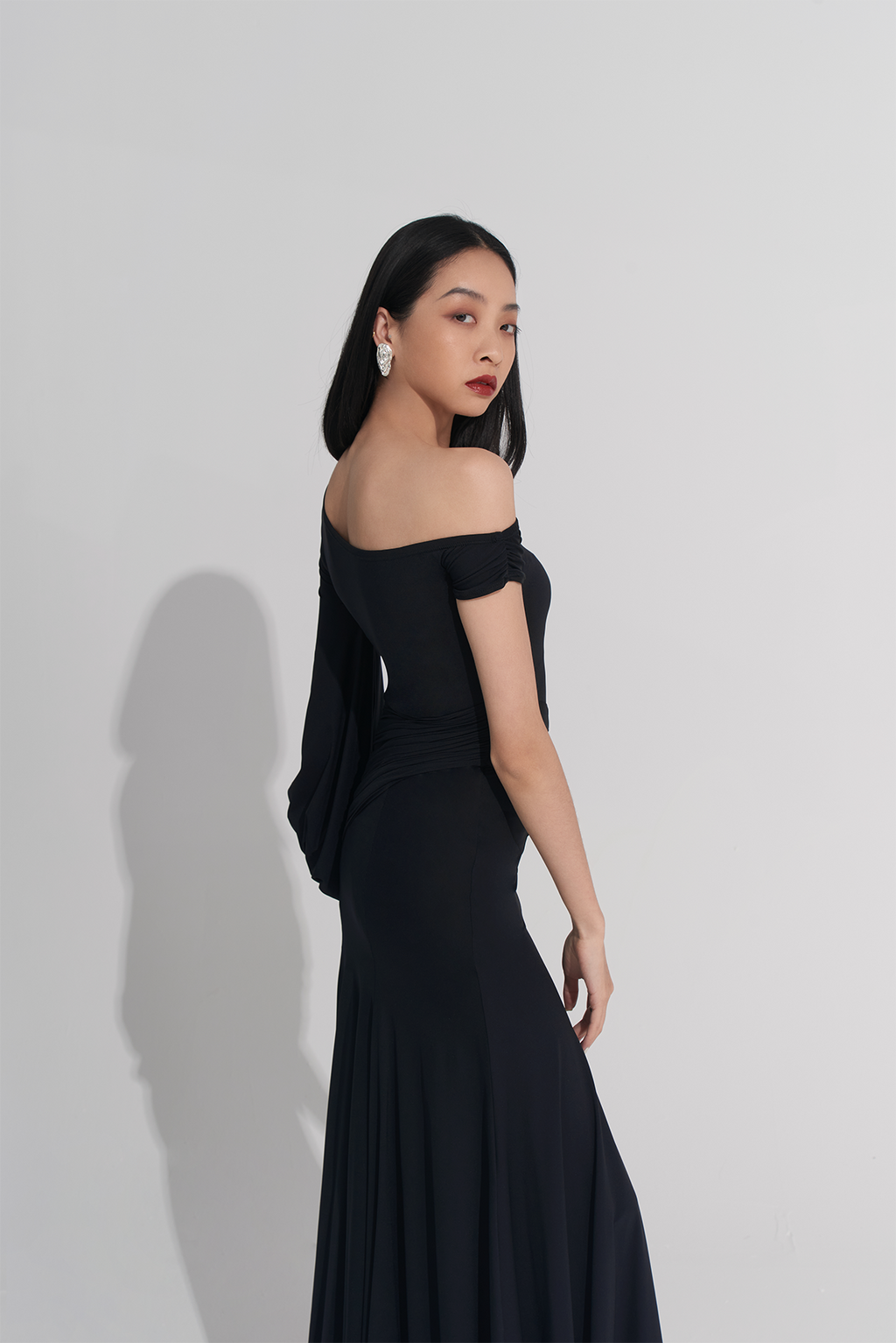 DANCE QUEEN 910 Black One Shoulder Haute Couture Classic Dress