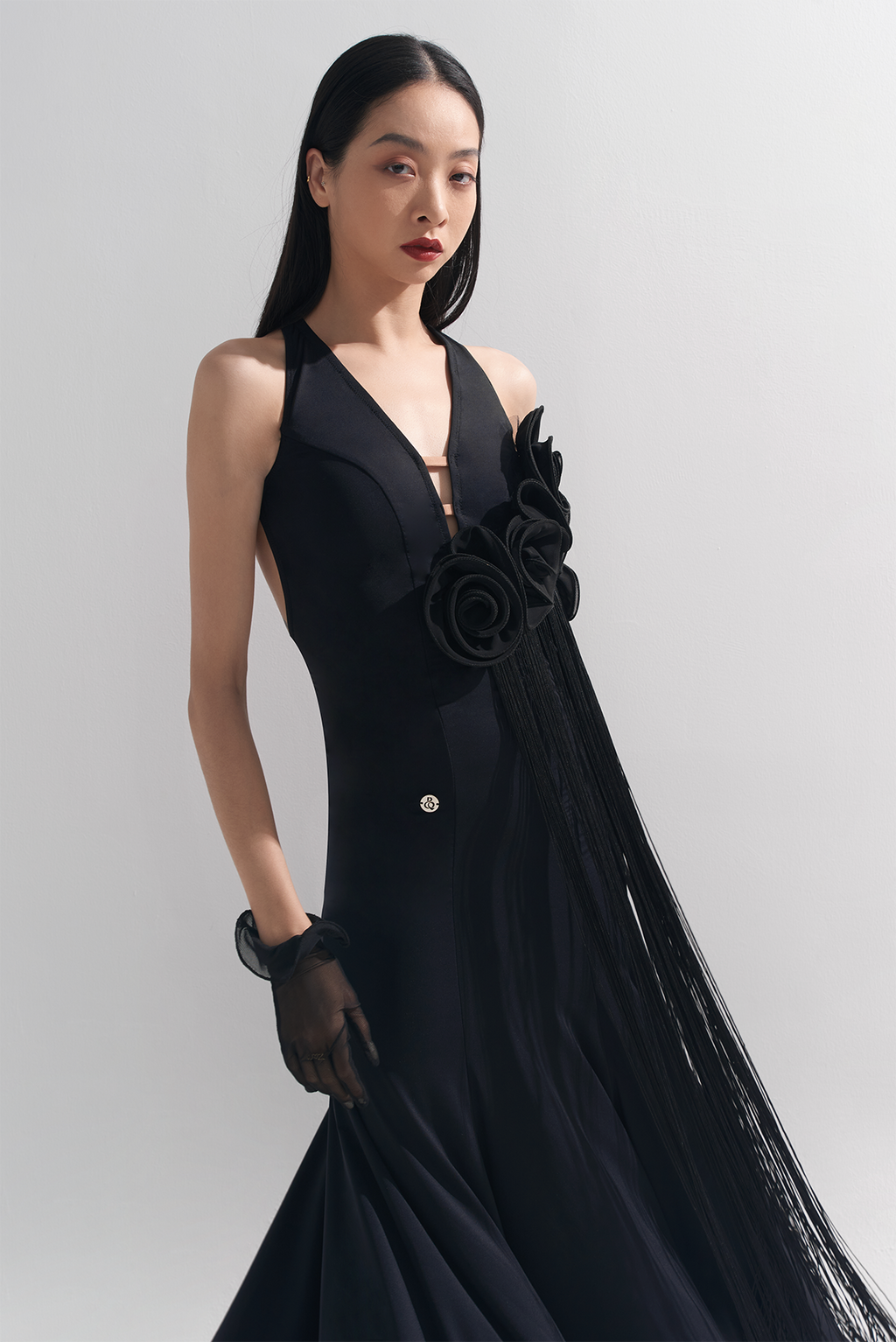 DANCE QUEEN 937 Black Flower Haute Couture Classic Dress