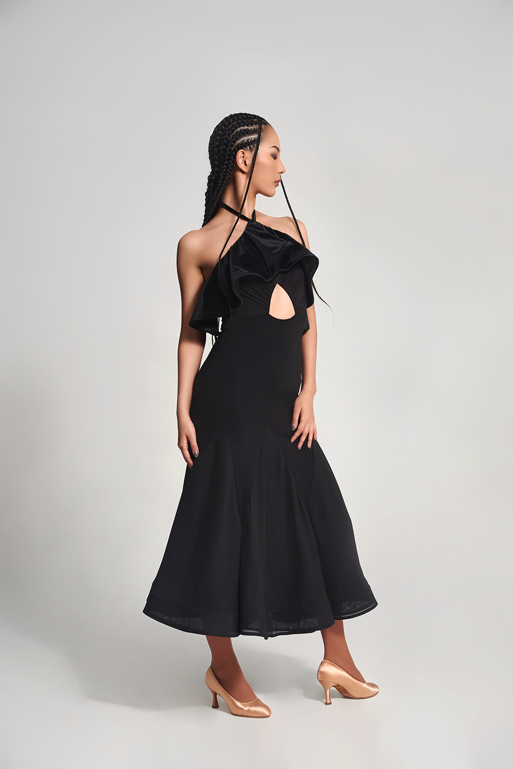 The DANCE QUEEN 696 Hollow Bow Black Custom Dress Made with high-quality comfort fabric and featuring a unique hollow bow design, this dress is available in both black and white bow, giving you the option to customize your look.&nbsp;