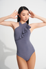 Indulge in luxurious movement with our DANCE QUEEN 708-2 Grey Halter Neck Pleated Leotard. This elegant piece features a halter neck design that elongates the body and pleated detailing that adds texture and flow to your dance routine. Be the queen of the dance floor in this exclusive leotard.