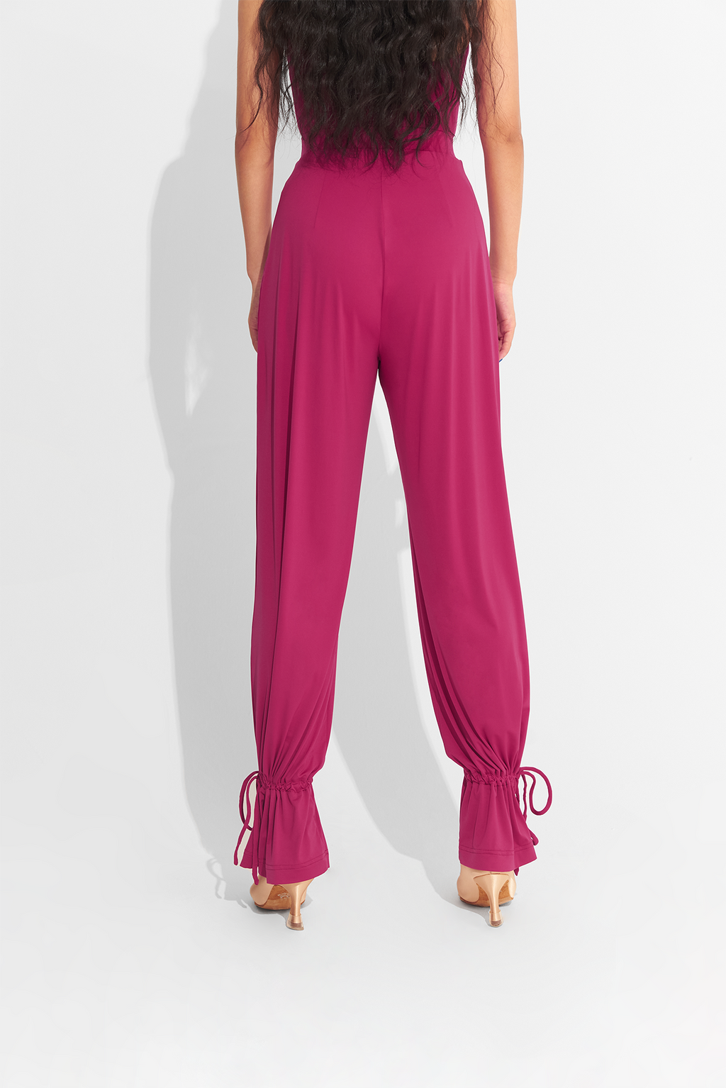 DANCE QUEEN 701-11 Cherry Red Ankle Strap Ballroom Training Trouser. With its ankle strap for perfect fit and cherry red color to make a statement, these trousers are perfect for training in style.