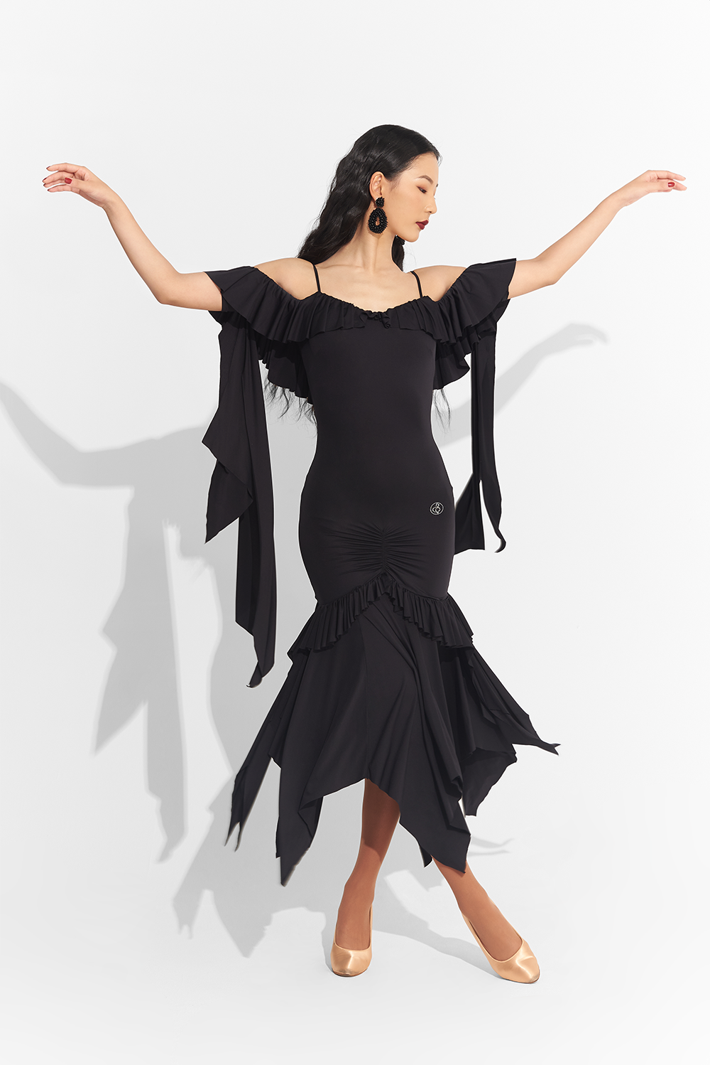 Take center stage in this elegant DANCE QUEEN 739 Black Off Shoulder Custom Dress. The sophisticated off shoulder design exudes luxury, while the custom fit ensures a perfect silhouette. Command attention and channel your inner queen with this exclusive piece.