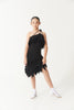 DANCE QUEEN Kid 2380 One Shoulder 3D Floral Appliqué & Irregular Shredded Hem Latin Dress