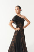 DANCE QUEEN Kid 2393 Off Shoulder Lace Sleeves Custom Ballroom Dance Dress