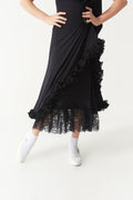 DANCE QUEEN Kid 2384 Double-Layer Lace Flared Ballroom Dance Skirt