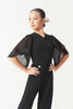 DANCE QUEEN Kid 2359 V-Neck Mesh Puff Sleeve Cutout Latin & Ballroom Dance Leotard
