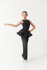 DANCE QUEEN Kid 2375B Velcro Waistband Rhinestone Embellishment Ballroom & Latin High-Waist Wide Leg Trouser
