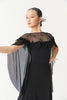 DANCE QUEEN Kid 2373 V-neck Mesh Cape Latin Ballroom Dance Leotard No Pads