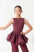 DANCE QUEEN Kid 2375-2 Voluminous Ruffle Flounce Sleeveless Top No Pads No Crotch Lining