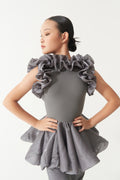 DANCE QUEEN Kid 2394-2 Voluminous 3D Ruffles Sleeveless Dance Top No Bra Padding No Crotch Lining
