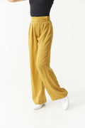 DANCE QUEEN Kid 2375-3B Yellow Velcro Waistband Rhinestone Embellishment Ballroom & Latin High-Waisted Wide Leg Trouser