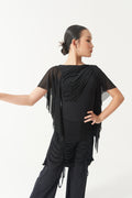 DANCE QUEEN Kid 2360 Ruched Bust Mesh Panel Butterfly Flutter Sleeve Latin & Ballroom Dance Leotard