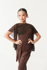 DANCE QUEEN Kid 2360-2 Ruched Bust Mesh Panel Butterfly Flutter Sleeve Latin & Ballroom Dance Leotard