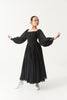 DANCE QUEEN Kid 685 Square Neck Lantern Sleeves Lace Cuffs Ballroom Dance Dress