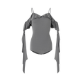 DANCE QUEEN 702-11 Gray Suspender Ruffle Dancing Ballroom Leotard
