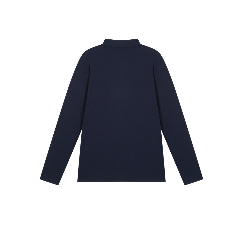 DANCE QUEEN M102-3 Men's Long Sleeve Blue Polo Shirt