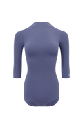 DANCE QUEEN 1185-4 Blue Boat Neck Backless Middle Sleeve Ballroom Practice Dancing Leotard