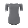 DANCE QUEEN 999-2 Gray Off Shoulder Lace Short Sleeve Ballroom Leotard