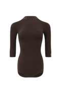DANCE QUEEN 1185-7 Brown Purple Boat Neck Backless Middle Sleeve Ballroom Practice Dancing Leotard