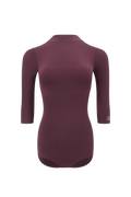 DANCE QUEEN 1185-5 Grape Purple Boat Neck Backless Middle Sleeve Ballroom Practice Dancing Leotard