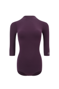 DANCE QUEEN 1185-6 Dark Purple Boat Neck Backless Middle Sleeve Ballroom Practice Dancing Leotard