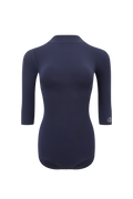 DANCE QUEEN 1185-3 Navy Blue Boat Neck Backless Middle Sleeve Ballroom Practice Dancing Leotard
