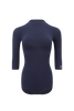 DANCE QUEEN 1185-3 Navy Blue Boat Neck Backless Middle Sleeve Ballroom Practice Dancing Leotard