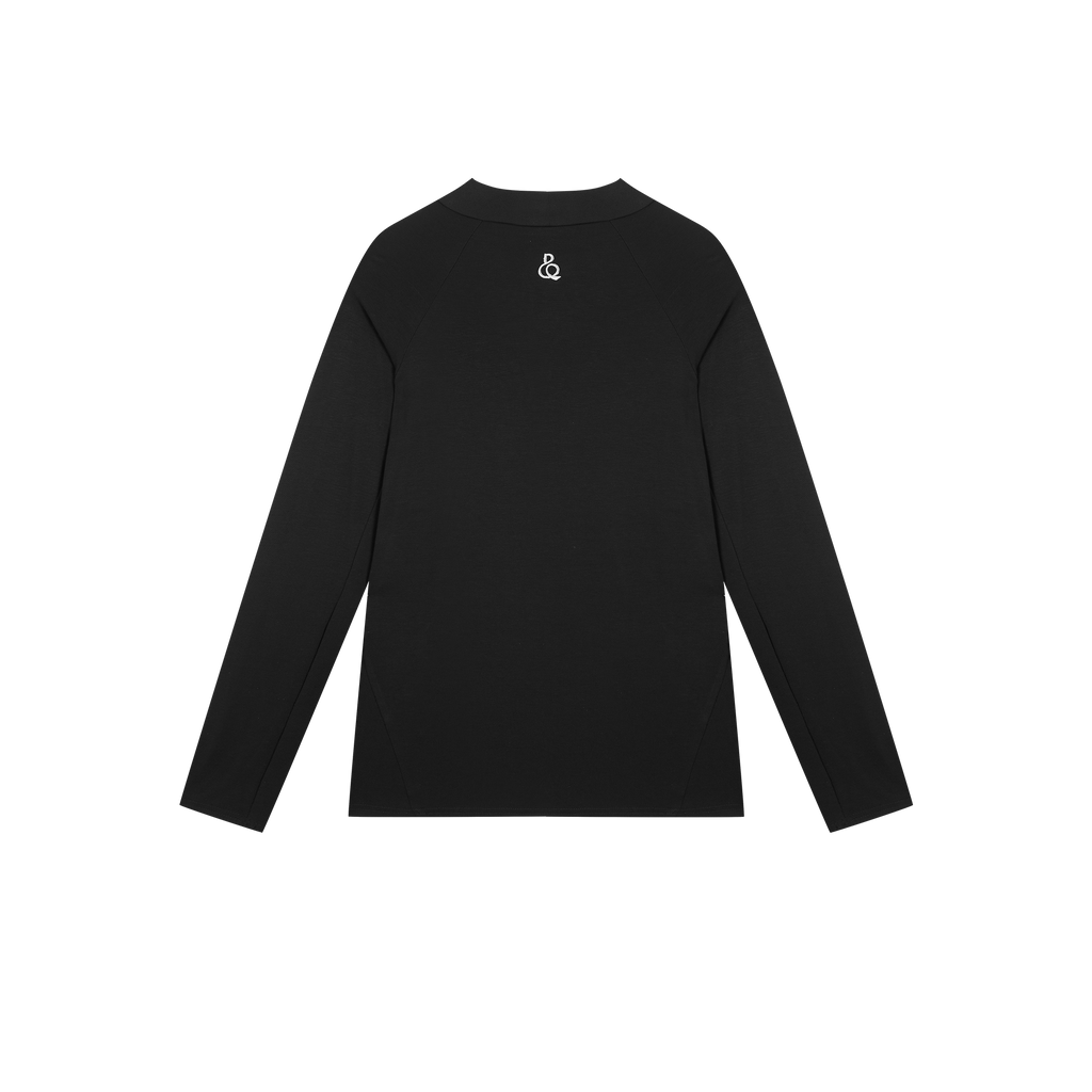 DANCE QUEEN M058-3 High Neck Long Sleeve Black Shirt